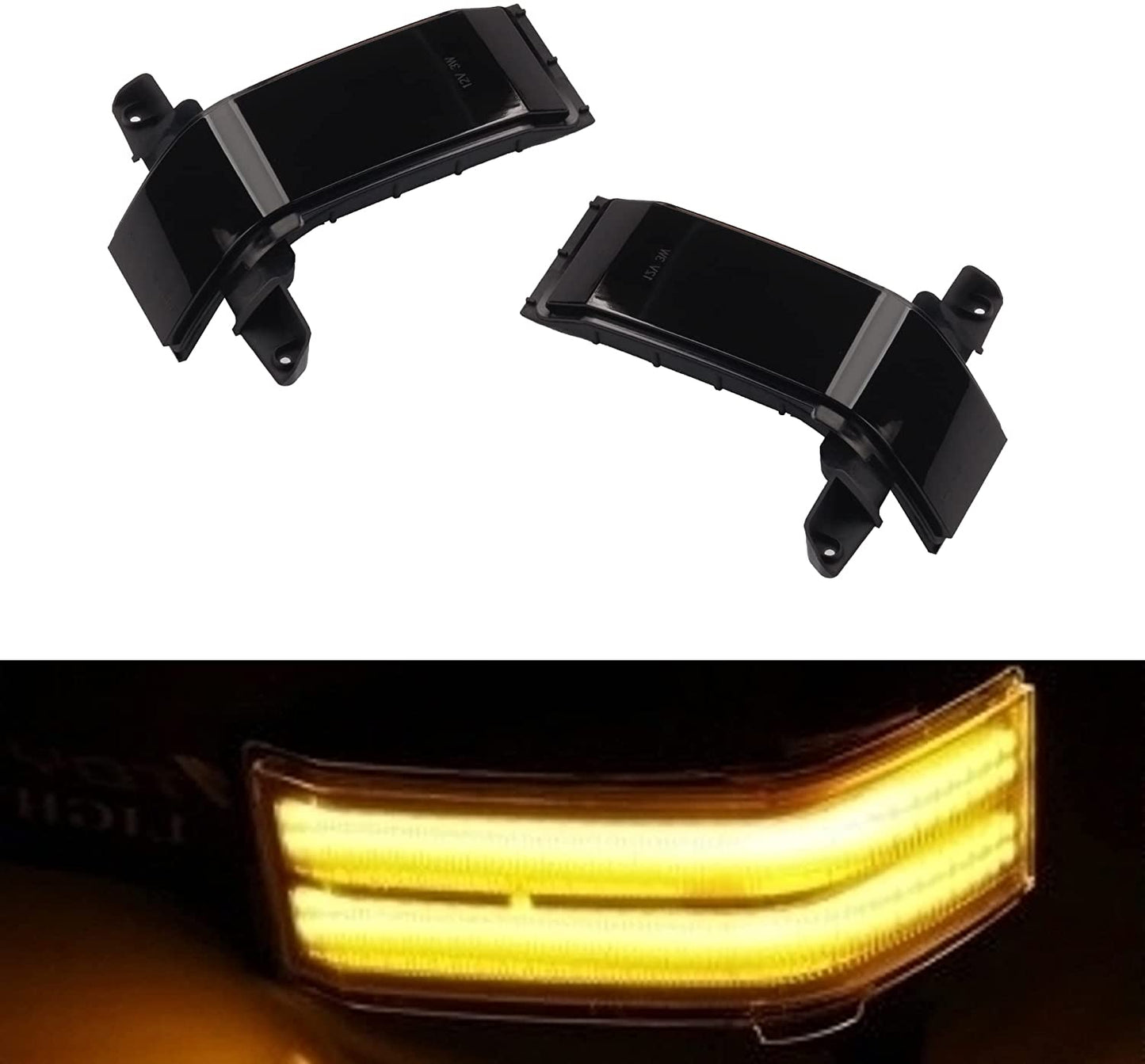 Dasbecan Driver Passenger Side Mirror Marker Turn Signal Light Amber LED Smoked Lens Compatible with Chevrolet Silverado GMC Sierra 1500 2500HD 3500HD OEM# GM23444105 GM23444106 1 Pair Left Right Side