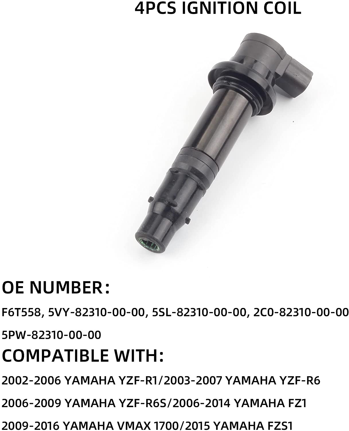 2002-2014 Yamaha Ignition Coil - 5VY-82310-00-00 F6T558 4PCS