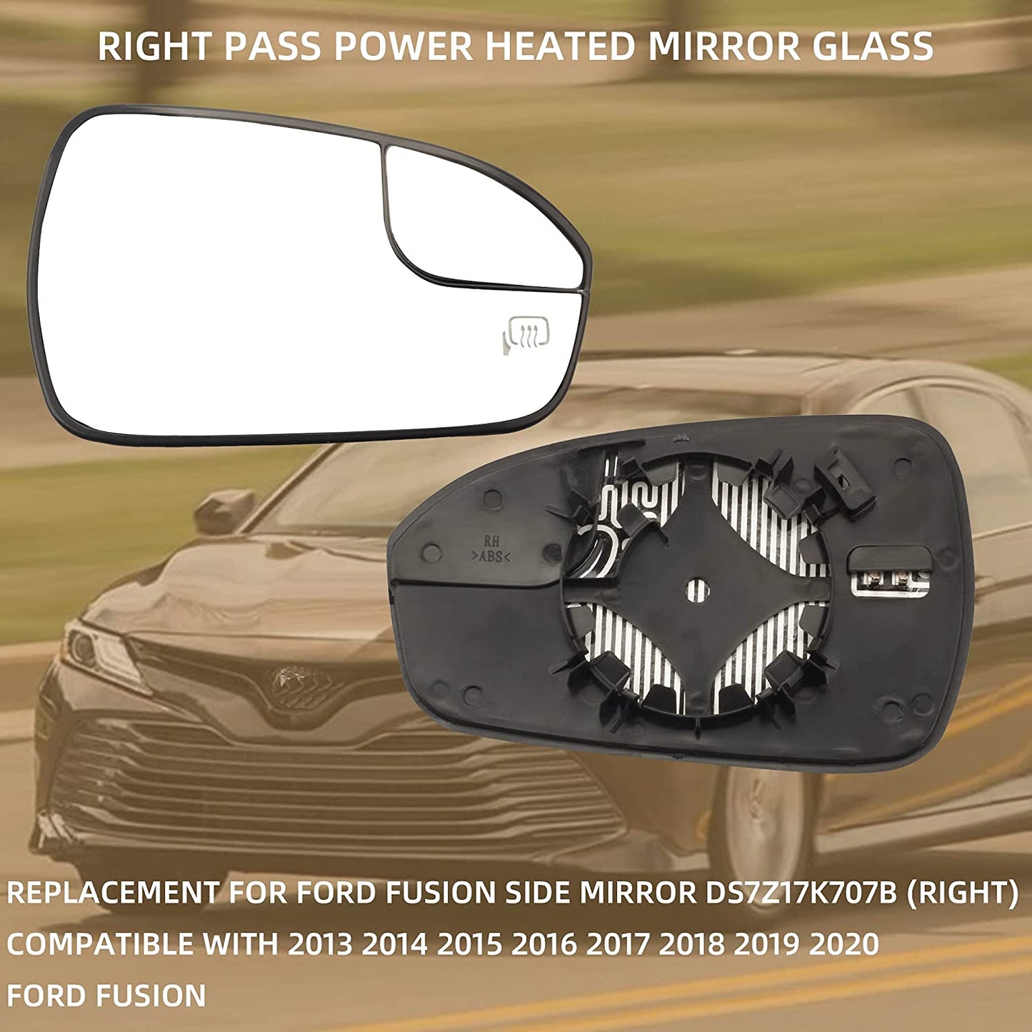 2013-2020 Ford Fusion Car Door Mirrors Blind Spot Mirror Power Heated Mirror Glass - DS7Z17K707F DS7Z17K707B - Dasbecan