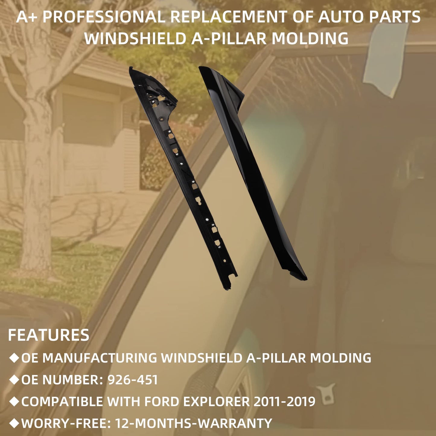 11-19 Ford Explorer Right & Left Front Windshield A-Pillar Carbon fiber decorative Molding