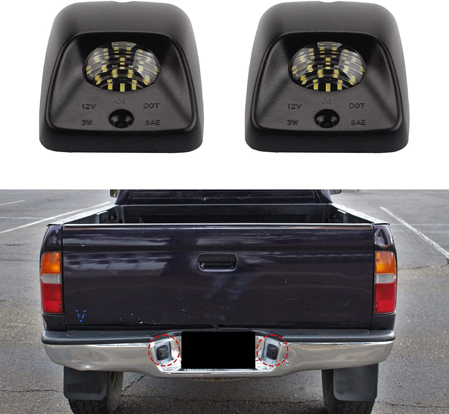 Dasbecan Rear License Plate Light White LED Compatible with Toyota Tacoma 1995-2004 OEM# 00228-34938