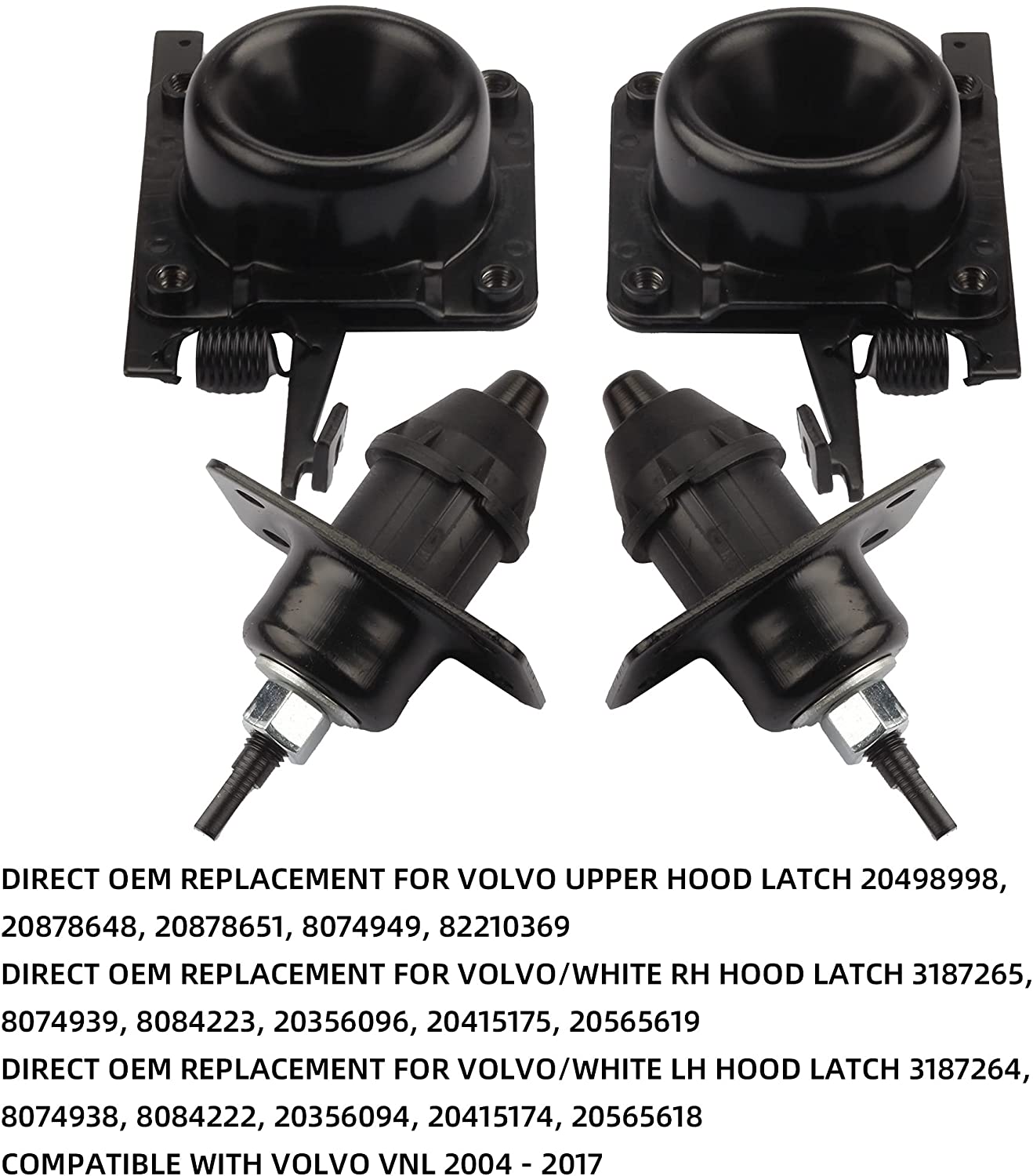 Dasbecan-Hood-Release-Set-Upper-&-Lower-Latches-Compatible-with-2004-2017-Volvo-Trucks-White-VN-VNL-Both-Driver-&-Passenger-Side-Replaces-20498998-20565619-8074938-20565618 - Dasbecan