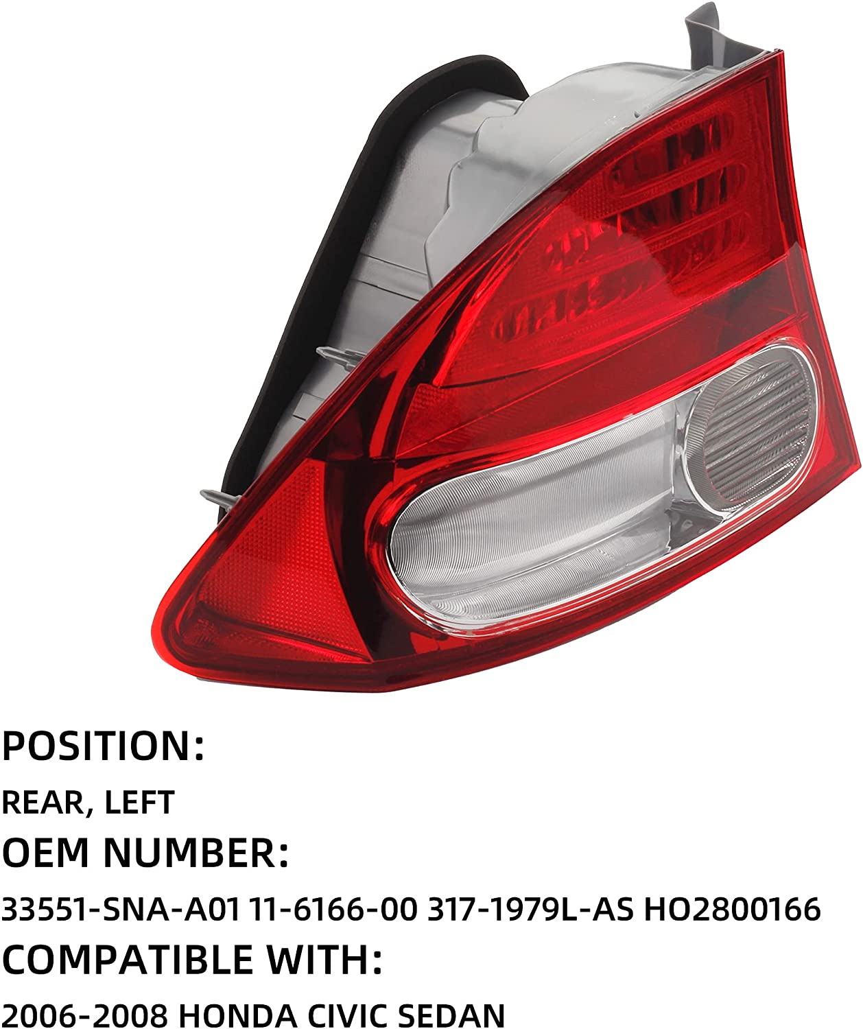 2009-2011 Honda Civic Sedan / Hybrid Tail Light Lamp Left and Right Side 33551SNAA51 HO2818138