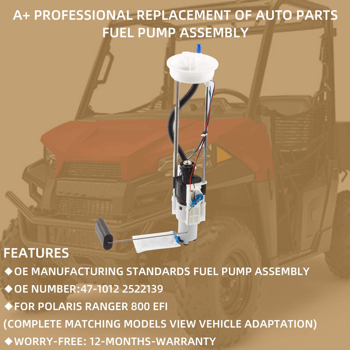 2011 2012 Polaris Ranger 800 EFI Fuel Pump Assembly 47-1012 2522139 (16') - Dasbecan