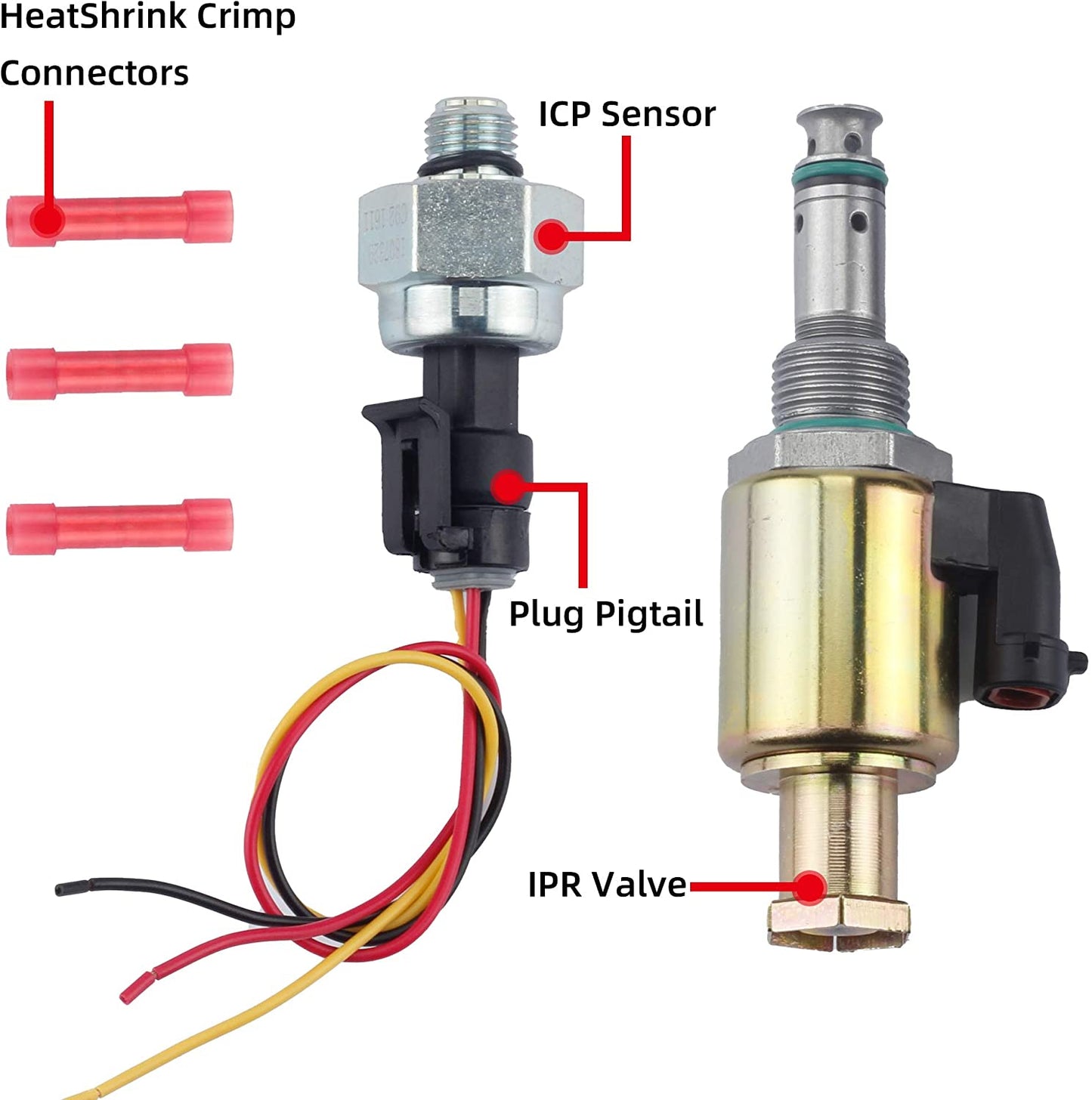 Ford F250 F350 F450 F550 F650 F750 E350 E450 E550 7.3 IPR Fuel Injection Pressure Regulator Valve & ICP Control Sensor - F81A9C968AA 1829856C91 - Dasbecan