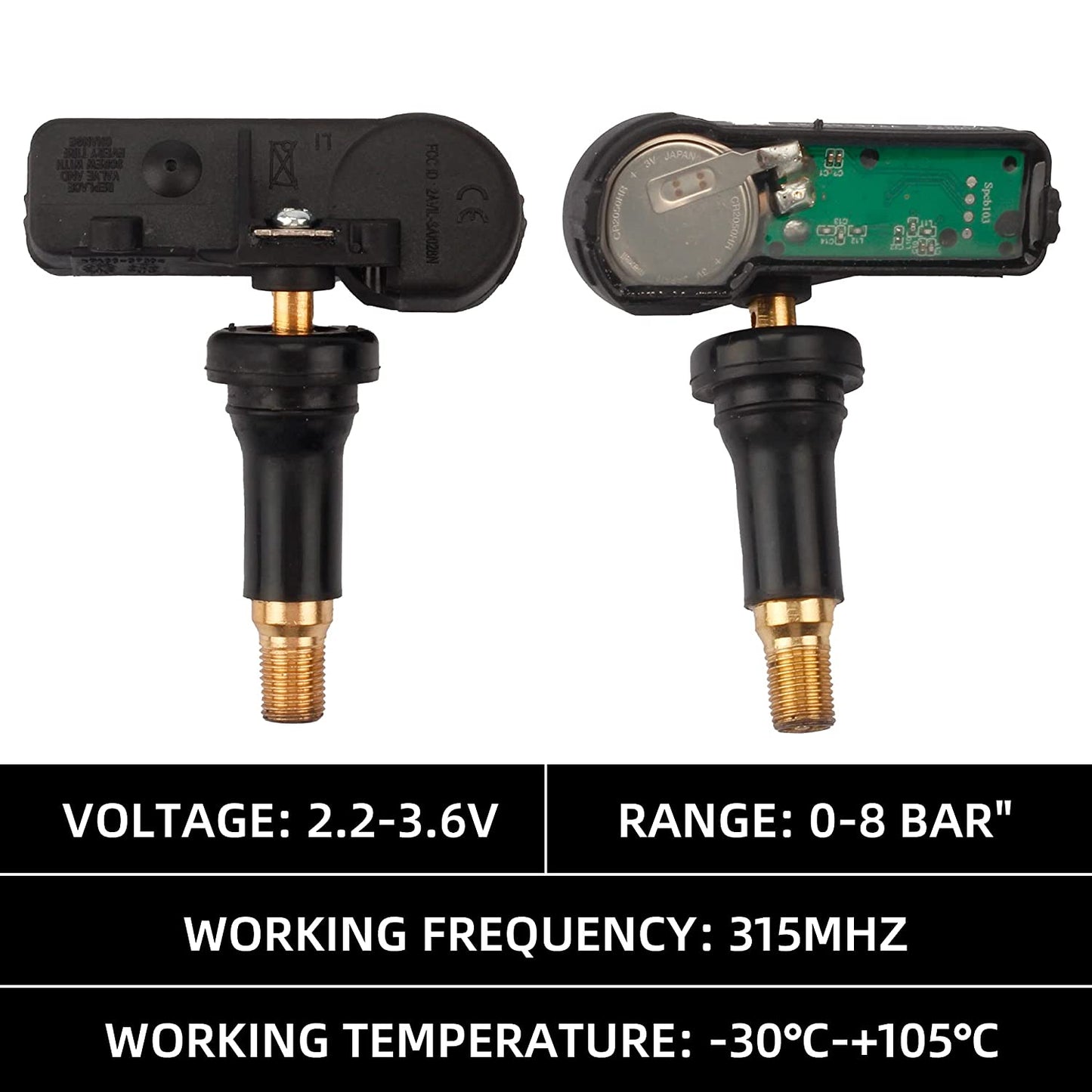 2014-2021 Dodge Ram 1500 2500 3500 4500 Jeep Cherokee 4-Pack Tire Pressure Monitoring System Sensor TPMS - 68249197AA - Dasbecan