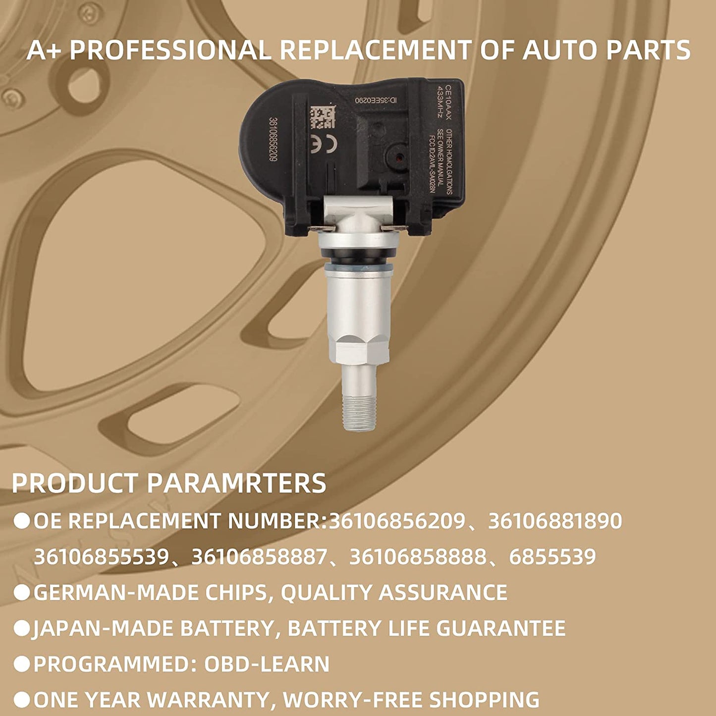 BMW Mini Clubman Cooper 4-Pack Tire Pressure Monitoring System Sensor TPMS Set of 4 - 36106856209 - Dasbecan