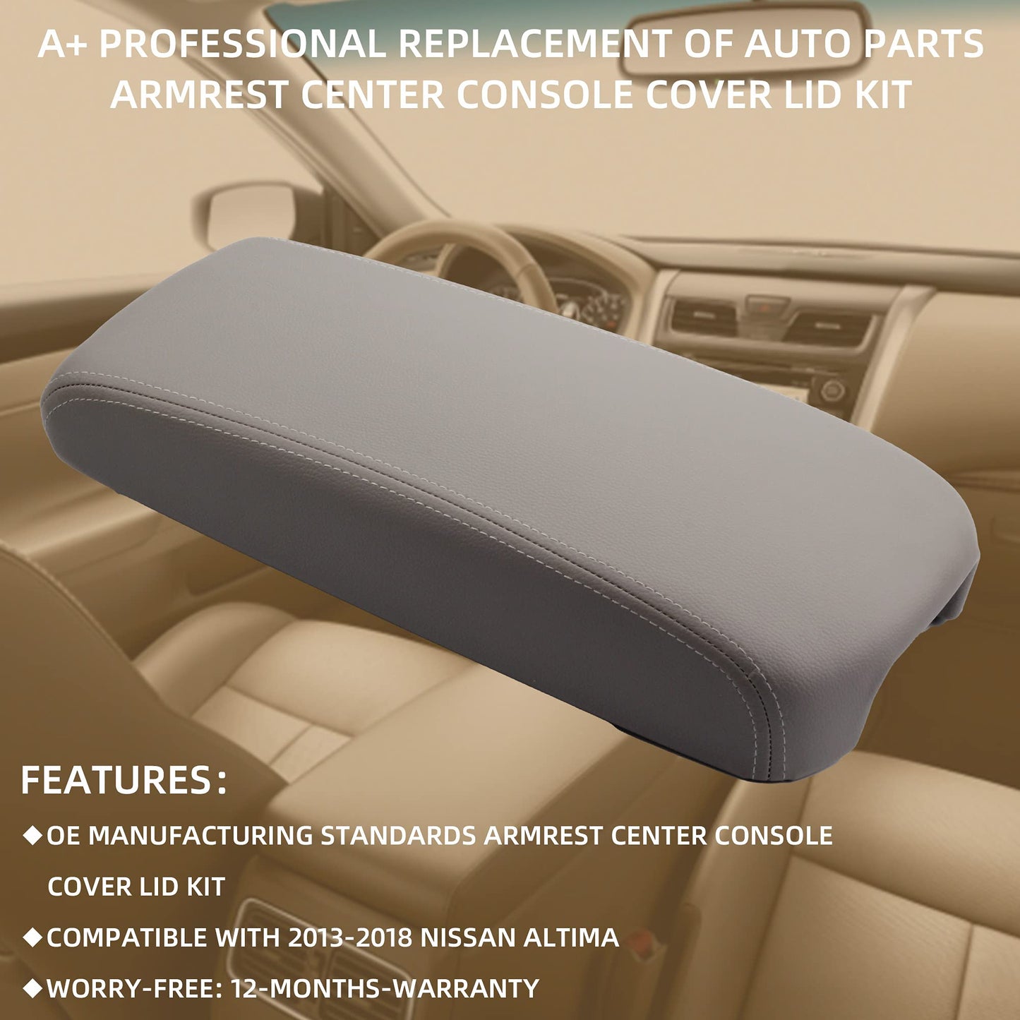 2013-2018 Nissan Altima Armrest Center Console Cover Lid Kit - Dasbecan