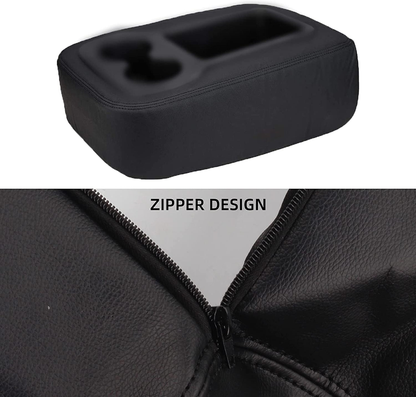 07-13 Chevy GMC Jump Seat Armrest Cover with Zipper Design Center Console Cover (Black)