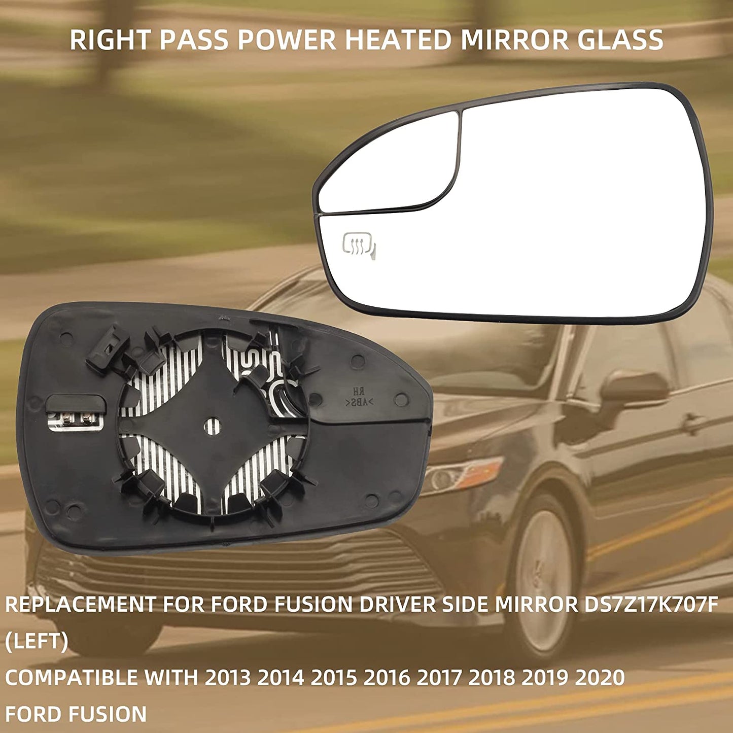 2013-2020 Ford Fusion Car Door Mirrors Blind Spot Mirror Power Heated Mirror Glass - DS7Z17K707F DS7Z17K707B - Dasbecan