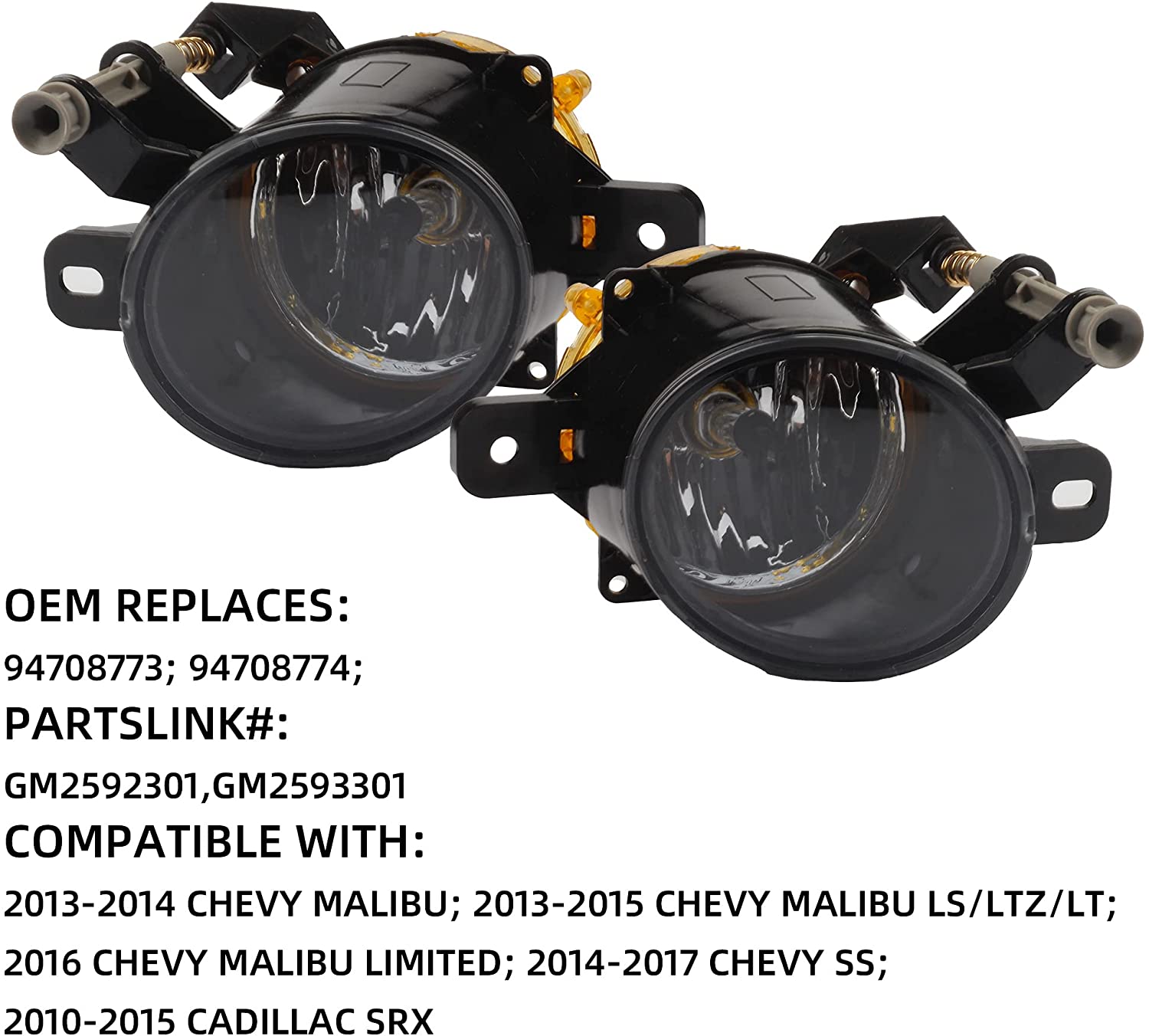 2013-2016 Chevrolet Malibu Car Front Driving Fog Light Assembly With Harness Wiring Switch with Bulbs H10 12V 42W GM2593301 GM2592301 - Dasbecan