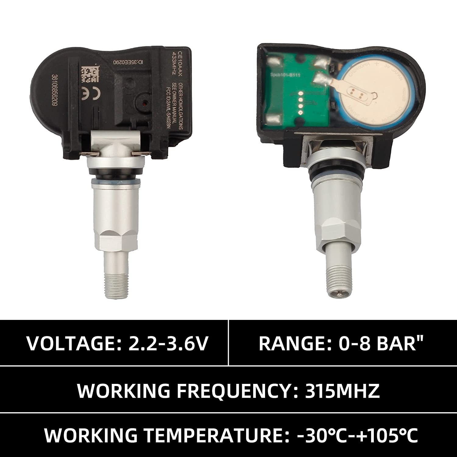 BMW Mini Clubman Cooper 4-Pack Tire Pressure Monitoring System Sensor TPMS Set of 4 - 36106856209 - Dasbecan