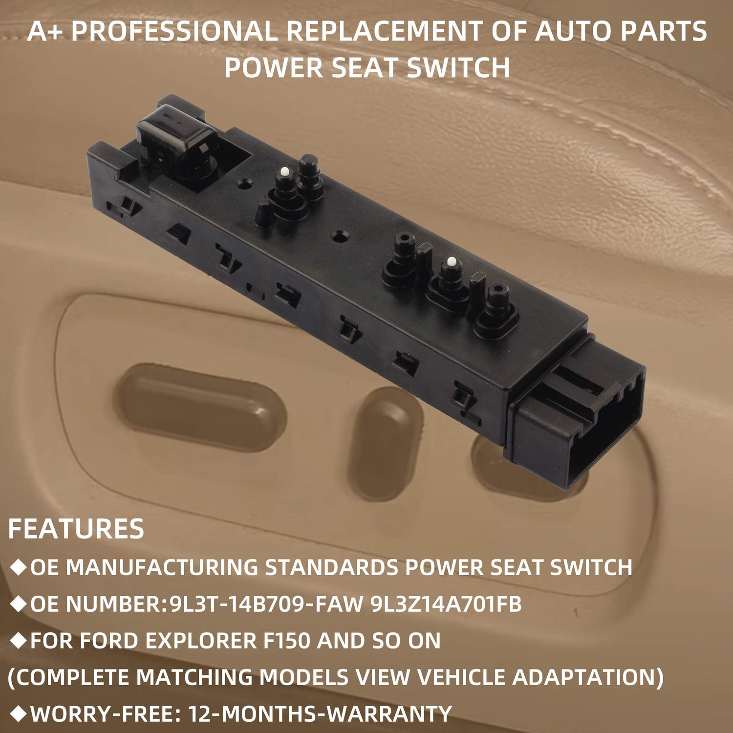 Ford 2006-2019 Lincoln 2006-2019 Mercury 2006-2011 Left Driver Side Adjustment Power Seat Switch 9L3T-14B709-FAW 9L3Z-14A701-FB - Dasbecan