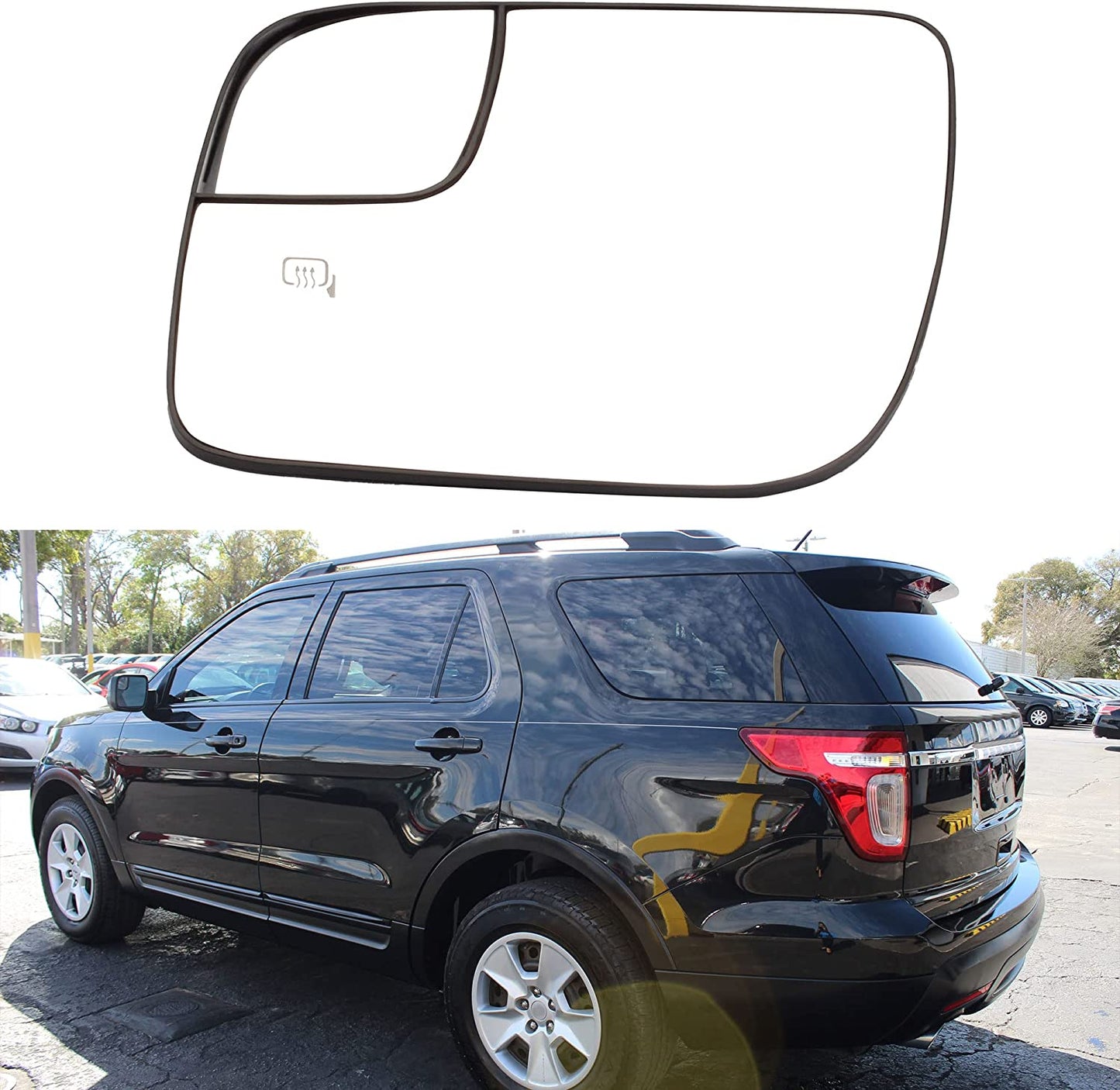 Dasbecan Side View Mirror Glass Power Heat Replacement Compatible with Ford Explorer 2011-2019 BB5Z17K707 BB5Z-17K707 BB5Z-17K707-A BB5Z-17K707-B Driver Passenger Side